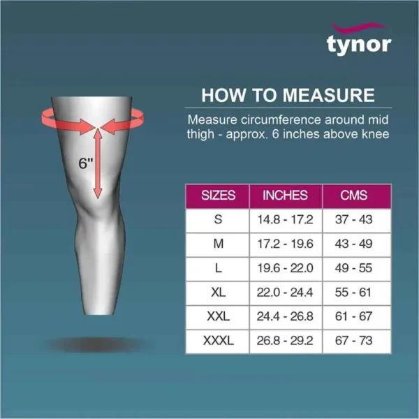 Tynor Knee Support Hinged J-10 Measurements