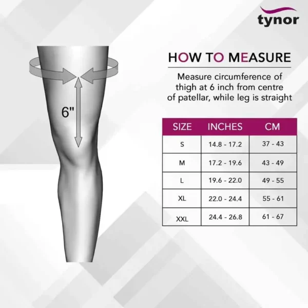 Tynor Knee Wrap Hinged J-15 Measurements