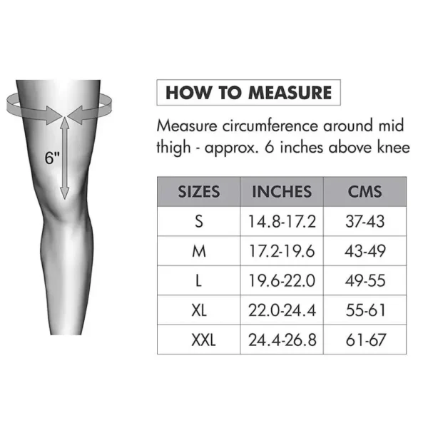 Tynor Elastic Knee Support D-08 measurement